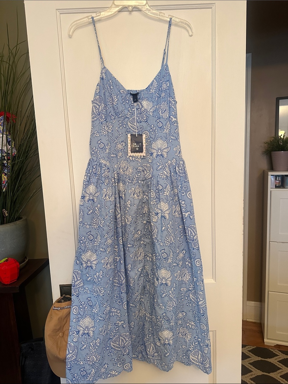 Roller Rabbit Blue and White Floral Midi Dress